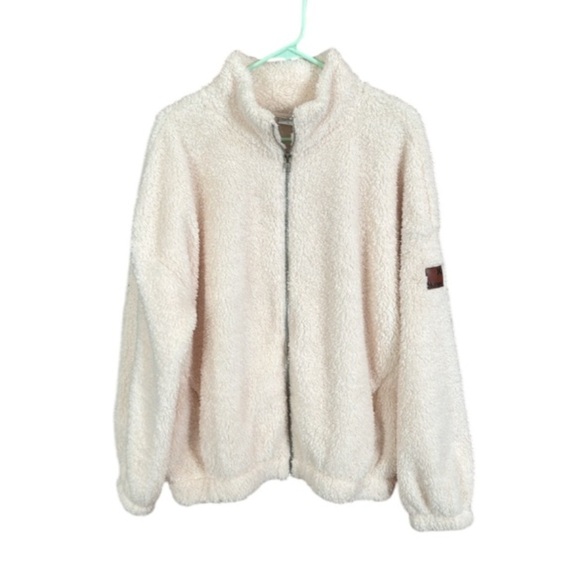 NWT Hurley Sherpa Jacket Micah Full Zip with pockets cream size Large Rtl 85 - Picture 12 of 13